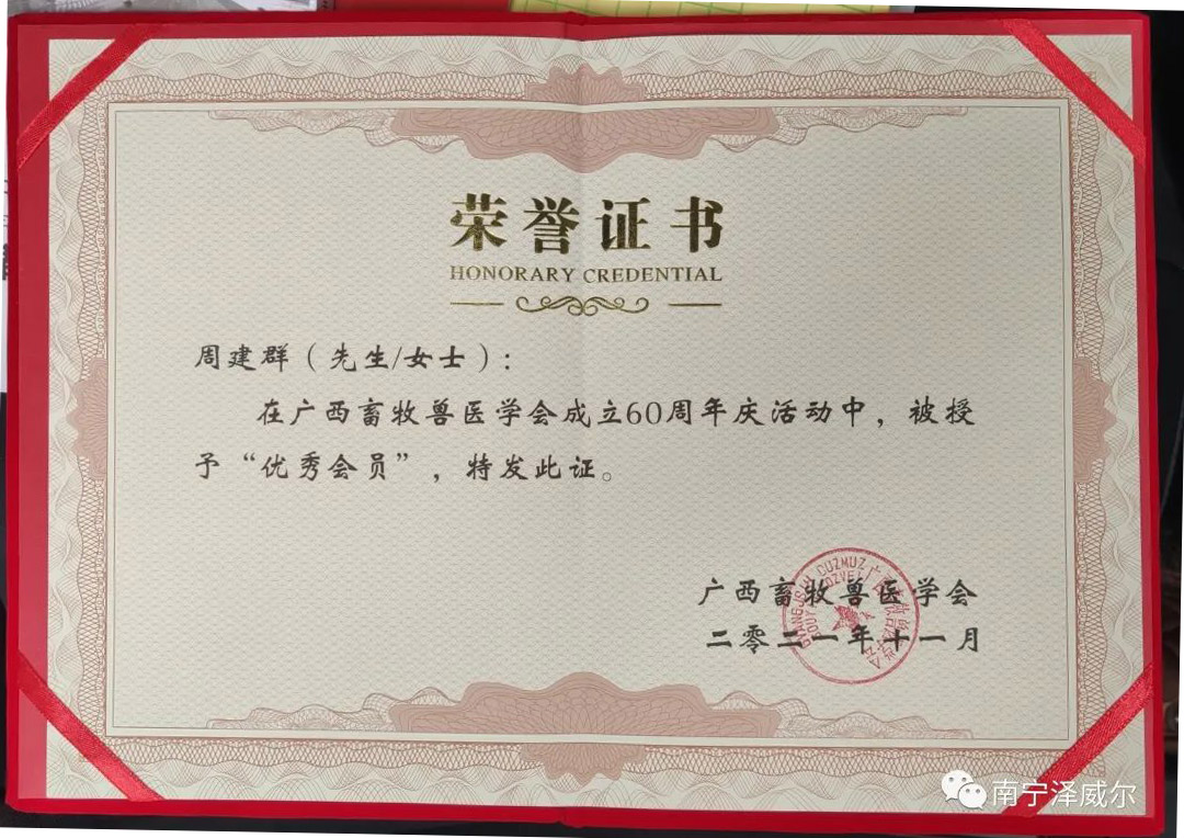 饲料红桃国际
厂家红桃国际公司董事长周建群获奖荣誉证书