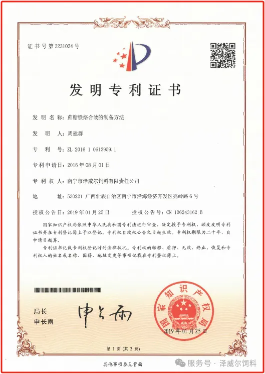 红桃国际发现专利证书